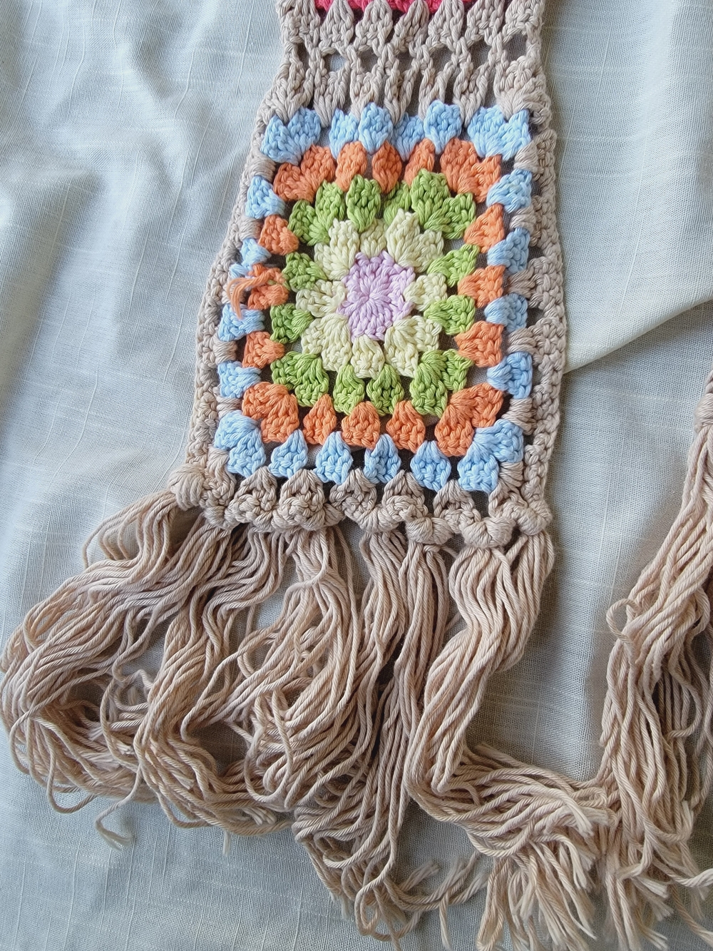 Tricia Fix Multicolor Crochet Granny Square Tote w/scarf Set Sample NO TAGS - Picture 12 of 13
